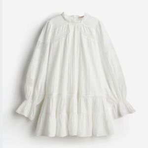 H&M White Lace Trip Ruffle Tiered Dress